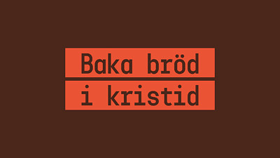 Röd bakgrund med texten "Baka bröd i kristid"