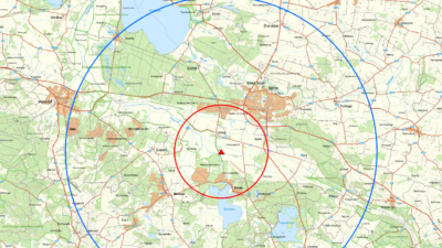 Karta över restriktionszon där fågelinfluensa finns.