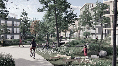 Illustration till framtida bostadsområde i östra Eslöv.