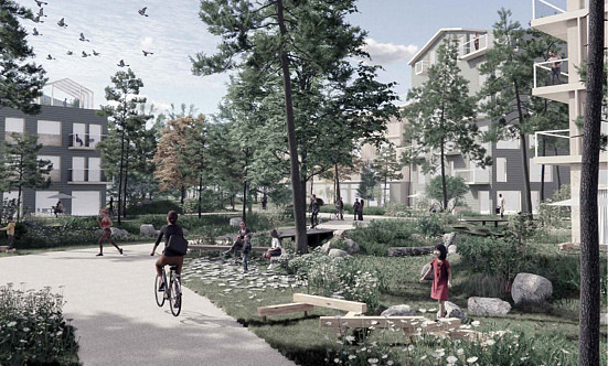 Illustration till framtida bostadsområde i östra Eslöv.