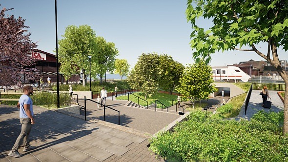 Stinstorget vid stationen i Eslöv byggs om för att bli grönare och mer tillgänglig.